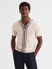 Reiss Oswald Striped Open Collar Shirt REISS USA at Reiss