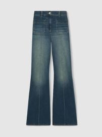 Reiss Patch Pocket Flared Jeans in Mid Blue REISS at Reiss