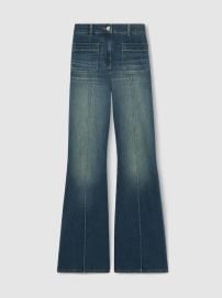 Reiss Patch-Pocket Flared Jeans in Mid Blue REISS at Reiss