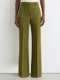 Reiss Petite Twill Patch-Pocket Flared Trousers in Chartreuse Green REISS at Reiss