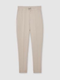 Reiss Premium Interlock-Jersey Joggers in Stone REISS at Reiss
