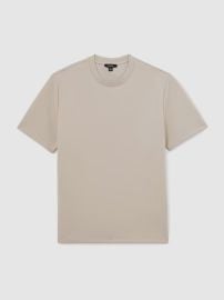 Reiss Premium-Interlock Modern-Fit T-Shirt in Stone REISS at Reiss