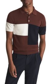 Reiss Primo Colorblock Modal Cotton Sweater Polo at Nordstrom