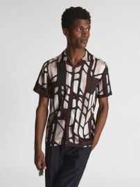 Reiss Rico Abstract Print Cuban Collar Shirt  REISS USA at Reiss