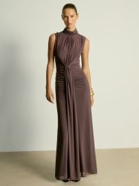 Reiss Ruched Sleeveless Maxi Dress in Taupe REISS at Reiss