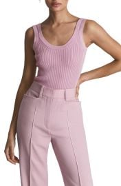 Reiss Sabrina Rib Knit Tank in Pink Size X-Large at Nordstrom