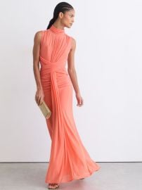 Reiss Sheer Ruched Sleeveless Maxi Dress in Orange REISS at Reiss