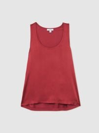 Reiss Silk-Front Cami Top in Rose Red REISS at Reiss