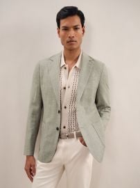Reiss Slim-Fit Single-Breasted Wool-Blend Textured Blazer in Sage Green REISS at Reiss