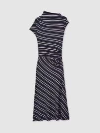 Reiss Stripe-Print Draped Midi Dress in Blue REISS at Reiss