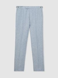 Reiss Tailored Fit Linen-Twill Tailored-Fit Suit Trousers in Soft Blue REISS at Reiss