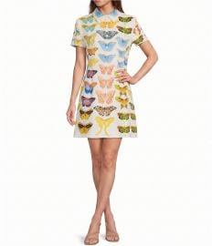 Reiss Tansy Butterfly Print Short Sleeve A-Line Mini Dress at Dillards