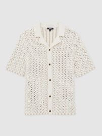 Reiss Textured-Knit Cuban-Collar Shirt in Natural REISS at Reiss