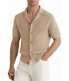 Reiss Textured Short Sleeve Woven Camp Shirt at Dillards