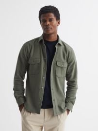 Reiss Textured Twin Pocket Overshirt in Khaki REISS at Reiss