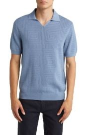 Reiss Thames Knitted Cotton Shirt in Porcelain Blue at Nordstrom