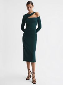 Reiss Tiffany Bodycon Off-The-Shoulder Midi Dress REISS USA at Reiss