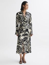 Reiss Tilly Printed Long Sleeve Midi Dress REISS USA at Reiss