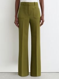 Reiss Twill Patch-Pocket Flared Trousers in Chartreuse Green REISS at Reiss