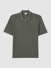 Reiss Ubud Half-Zip Textured Polo T-Shirt REISS USA at Reiss