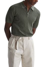 Reiss Ubud Textured Mosaic Quarter Zip Polo Sweater at Nordstrom