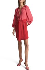 Reiss Valentina Colorblock Long Sleeve Minidress in Red  at Nordstrom