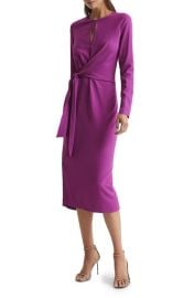 Reiss Valentina Side Tie Long Sleeve Dress at Nordstrom