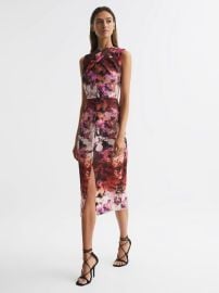 Reiss Vega Floral Printed Bodycon Midi Dress REISS USA at Reiss