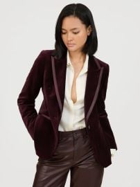 Reiss Velvet Single-Breasted Suit Blazer in Burgundy REISS at Reiss