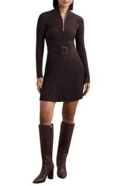 Reiss Vienna Belted Long Sleeve Rib Dress at Nordstrom
