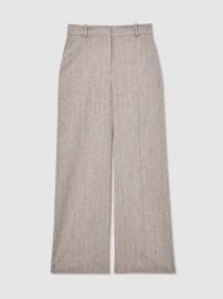 Reiss Wide-Leg Textured Tailored Trousers in Grey REISS at Reiss