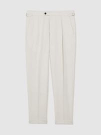 Reiss Wool-Blend Tailored-Fit Cuffed Trousers in White REISS at Reiss