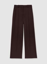 Reiss Wool-Blend Wide-Leg Suit Trousers in Aubergine REISS at Reiss