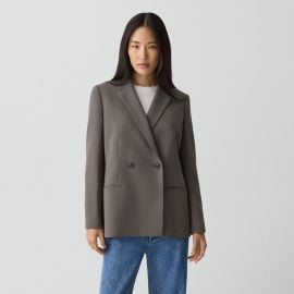 Relaxed Double-Breasted Blazer in Admiral Crepe Womenx27s Wool Blazer at Theory