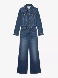 Relaxed Fit Cotton-Blend Denim Jumpsuit in Mid Blue REISS USA at Reiss