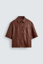 Relaxed Fit Faux Leather Overshirt at Zara