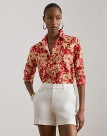 Relaxed Fit Floral Linen Shirt in Red Tan at Ralph Lauren