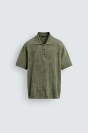 Relaxed Fit Jacquard Knit Polo Shirt at Zara
