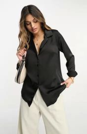 Relaxed Fit Satin Button Up at Nordstrom