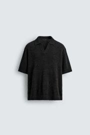 Relaxed Fit Textured Knit Polo at Zara