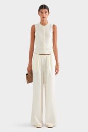 Relaxed Wool Wide Leg Trouser - Cream at Venroy Bondi