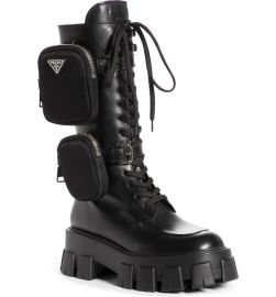 Removable Pouch Leather Combat Boot by Prada at Nordstrom