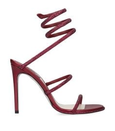 Ren Caovilla Burgundy Satin Embellished Cleo Heeled Sandals 105 Harrods US at Harrods