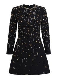 Rena Celestial Scatter Mini Dress in Black Heavy Crepe Elizabeth Anthony at Elizabeth Anthony