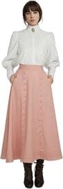 Renaissance Skirt Women High Waist Maxi Skirts for Women Medieval Retro Court Skirt Pink Button Ruffles at Amazon