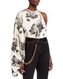 Renata One-Sleeve Tiger-Print Top by Hellessy at Neiman Marcus