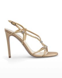 Rene Caovilla Bicolor Shimmery Strappy Satin Cocktail Sandals at Neiman Marcus