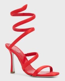 Rene Caovilla Cleo Snake Spiral Satin Sandals at Neiman Marcus