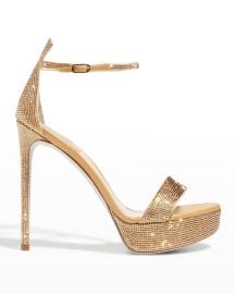 Rene Caovilla Crystal Ankle-Strap Platform Sandals at Neiman Marcus