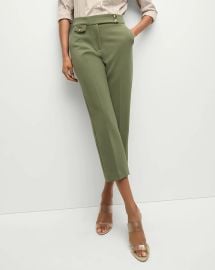 Renzo Cropped Pants in Stone Army Green at Veronica Beard